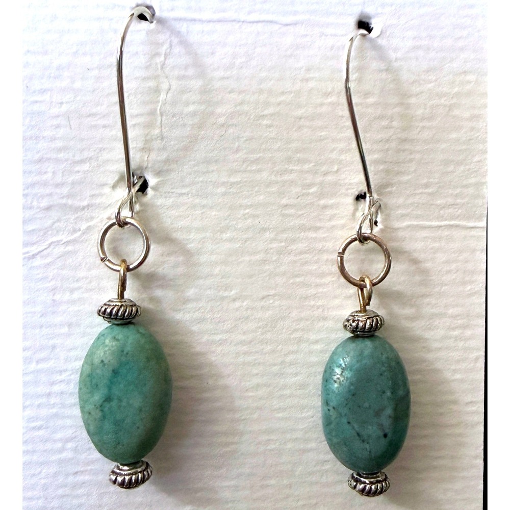 Chinese Turquoise Earrings New Stephanie Aune Handmade Silver Plate Dangle J3162